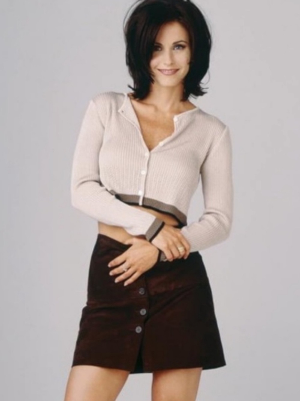 VTG 2002 Banana Republic 100% Genuine Leather Brown Suede Button Front Skirt
